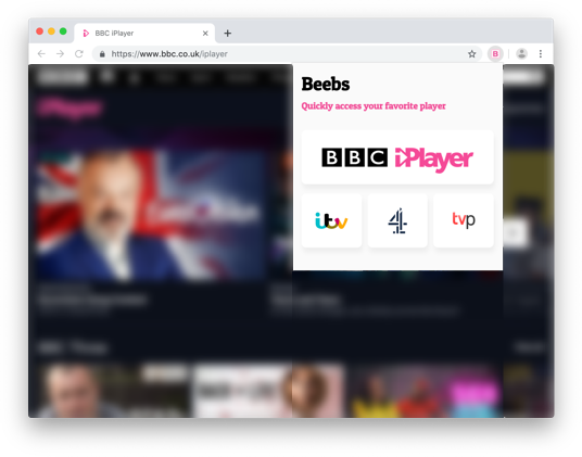 A screenshot of the Beebs extension in the Chrome browser
