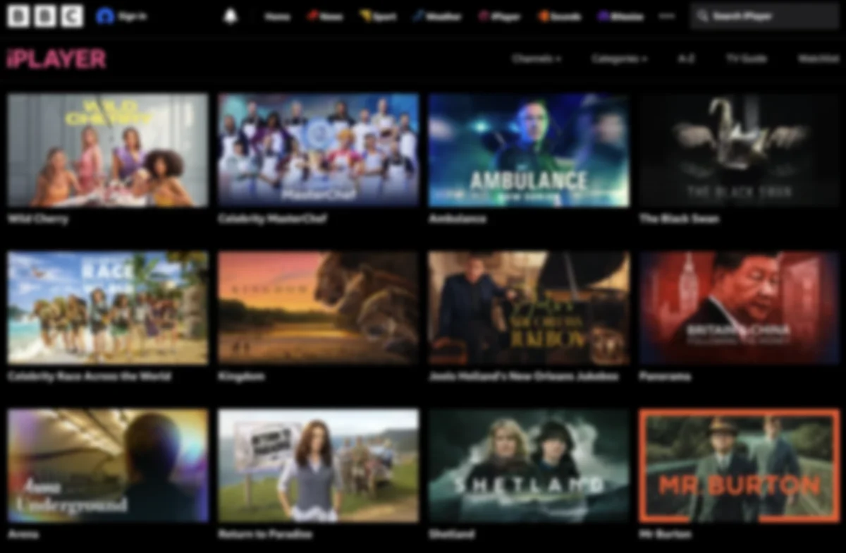 BBC iPlayer interface showing accessible content
